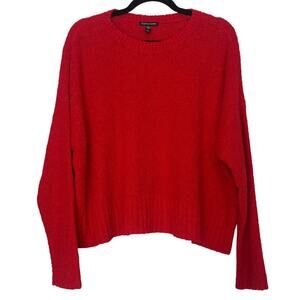 Eileen Fisher Red Cotton Fluff Crewneck Sweater, $268 retail, sustainable, Large